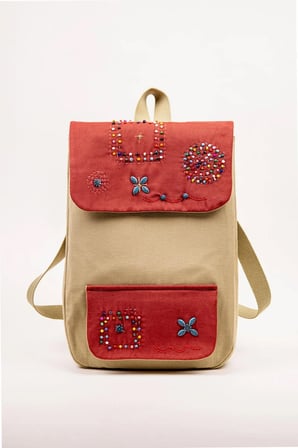 Sırt Çantası Duck Kumaş Nakışlı Boho Tasarım