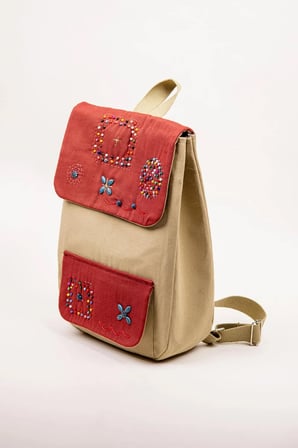 Sırt Çantası Duck Kumaş Nakışlı Boho Tasarım