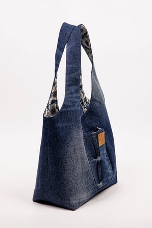 Omuz Çanta Pamuk Denim Lazer Efekt Yıkamalı