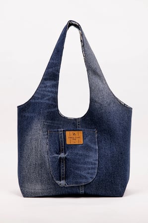 Omuz Çanta Pamuk Denim Lazer Efekt Yıkamalı
