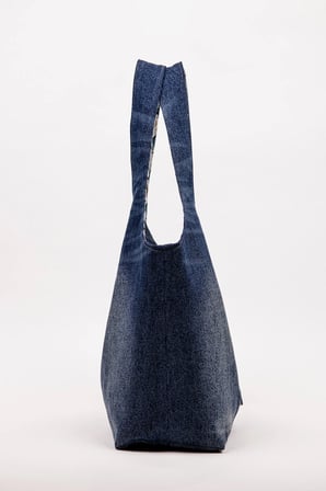 Omuz Çanta Pamuk Denim Lazer Efekt Yıkamalı