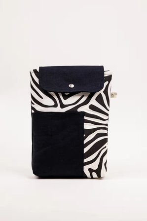 Kitap Defter Tablet Çantası Kanvas Zebra Desenli Organizer 25x30 cm
