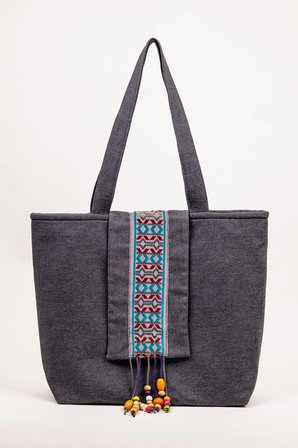 Omuz Çantası Kot Kumaş 43x36 cm – Astarlı Günlük Kadın Çantası