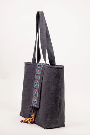 Omuz Çantası Kot Kumaş 43x36 cm – Astarlı Günlük Kadın Çantası