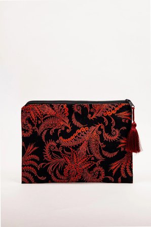 Portföy El Çantası 32x24 cm – Desenli Fermuarlı Astarlı Clutch Çanta