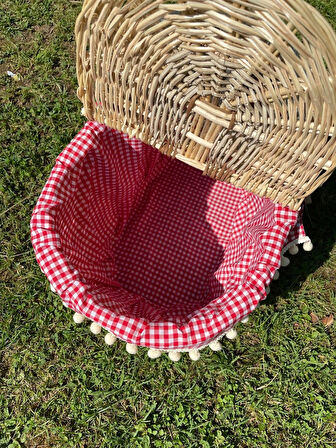 Kapaklı İçi Fisto Örtülü Hasır Xxl Büyük Boy Piknik Sepeti