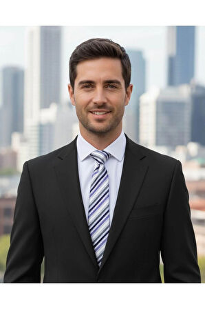 Lila Mor Beyaz Gri Çizgili 7 Cm Genişliğinde İnce Kravat