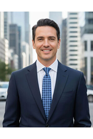 Mavi Lacivert Geometrik Desenli 8 Cm Genişlikte Klasik Kravat