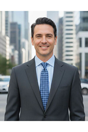 Mavi Lacivert Geometrik Desenli 8 Cm Genişlikte Klasik Kravat