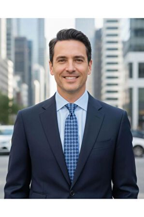 Mavi Lacivert Geometrik Desenli 8 Cm Genişlikte Klasik Kravat