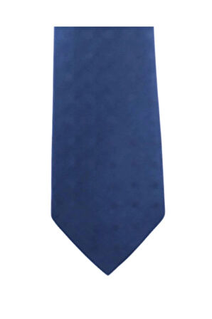Minimal Kare Desenli 7,5 Cm Genişliğinde Lacivert Renkli Saten İpek Kravat