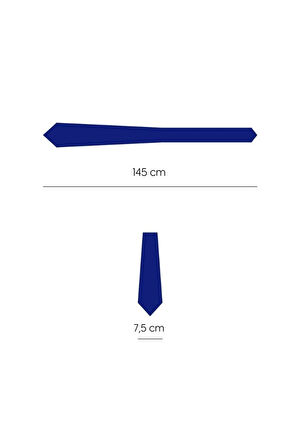 Minimal Kare Desenli 7,5 Cm Genişliğinde Lacivert Renkli Saten İpek Kravat