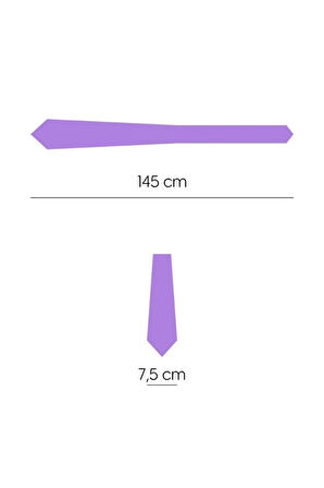 Minimal Kare Desenli 7,5 Cm Genişliğinde Mor Renkli Saten İpek Kravat
