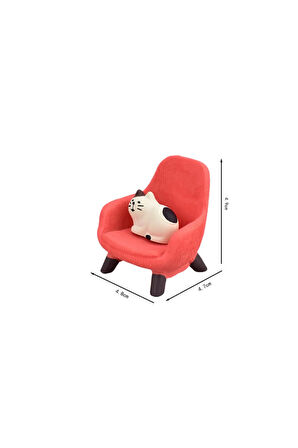 Kırmızı Sandalyedeki Kedi Mini Figür