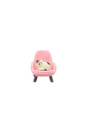 Pembe Sandalyedeki Kedi Mini Figür