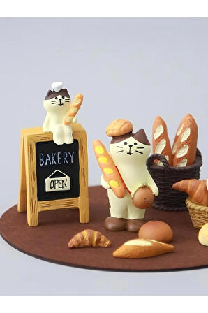 Fırın Tabelasındaki  Kedi Mini Figür