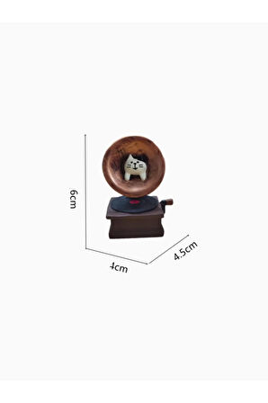 Gramafondaki Kedi Mini Figür