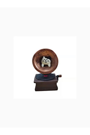 Gramafondaki Kedi Mini Figür