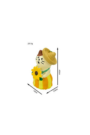 Ayçiçekli Kedi Mini Figür