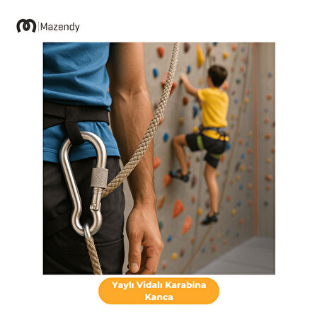 Vidalı Yaylı Karabina Kanca - 10x100 mm (1 Adet) - Kamp, Güvenlik, Emniyet, Anahtarlık