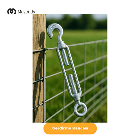 M20 Galvanizli Gerdirme Kanca Askı ve Tel Halat Gergi (1 Adet)