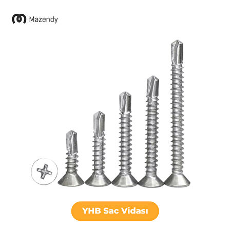 YHB Sac Vidası 4,2x50 mm 500 Adet Çelik Sac Bağlantı Vidası