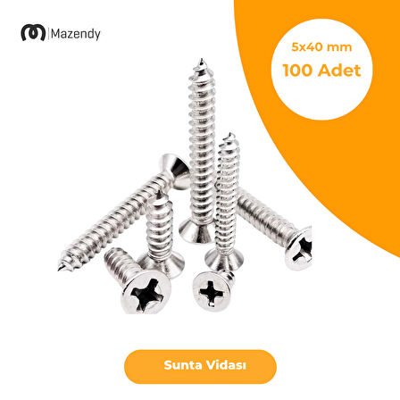 Sunta Vidası Galvanizli 5x40 mm 100 Adet