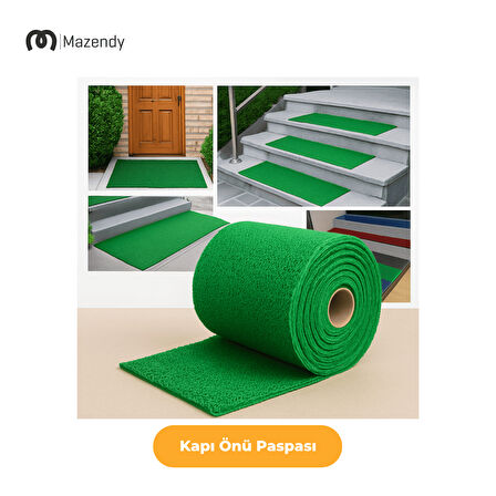 Kıvırcık Paspas 1x1m 14mm Yeşil Kapı Önü Kaymaz Dış Mekan Halısı
