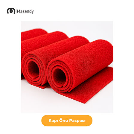 Kıvırcık Paspas 1x12m 14mm Kırmızı Kapı Önü Kaymaz Dış Mekan Halısı