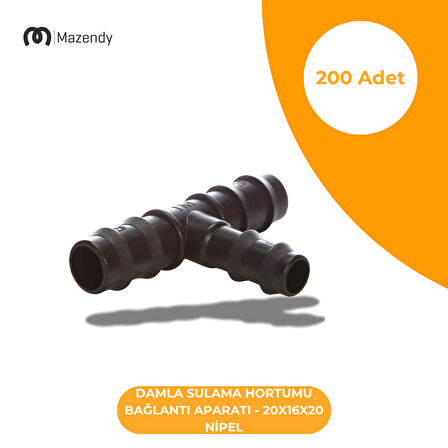 Damla Sulama 20x16x20 T Bağlantı - Dayanıklı ve Kolay Montajlı Bağlantı Parçası (200 Adet)