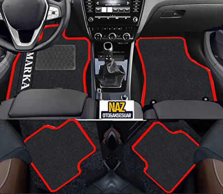 Audi A7 2010-2018  Siyah Halı Kırmızı Kenar Petek Topuk