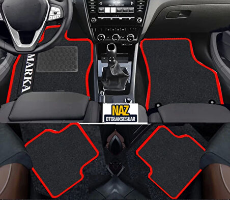 Volvo XC90 2015 Sonrası   Siyah Halı Kırmızı Kenar Petek Topuk