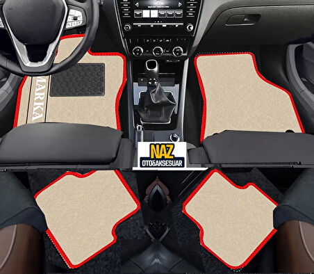 Volvo XC90 2015 Sonrası   Bej Halı Kırmızı Kenar  Petek Topuk