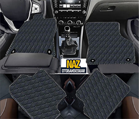 Volvo xc60-2008-2017  Uyumlu Siyah Dikişli Siyah Deri Paspas