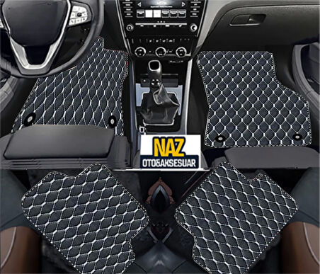 Volvo xc60-2017 Sonrası  Uyumlu Beyaz Dikişli Siyah Deri Paspas