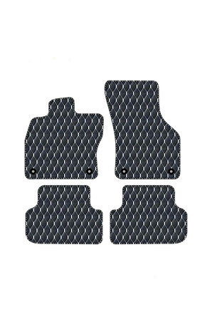 Volvo xc60-2017 Sonrası  Uyumlu Beyaz Dikişli Siyah Deri Paspas