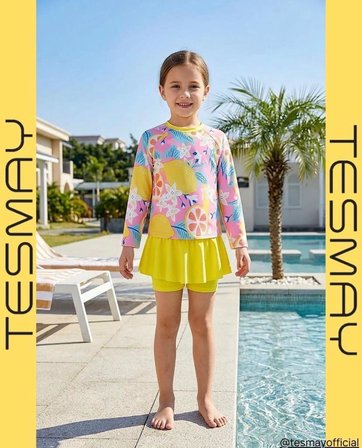 Tesmay 2787 Sarı Uzun  Kol Çocuk Tesettür Mayo