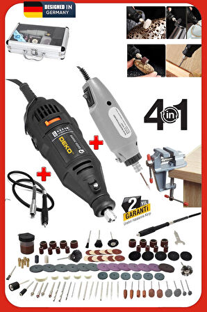 Hobi Usta Seti 500W 362 Parça Gravür Taşlama Zımpara Seti – Çift Makine + Mengene + Şaft Kablosu