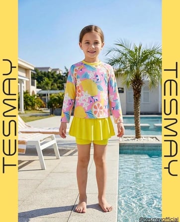 Tesmay 2787 Sarı Uzun  Kol Çocuk Tesettür Mayo