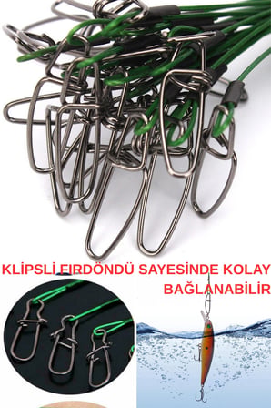 ea genset Klipsli Fırdöndülü Yeşil Çelik Tel 5 Adet 15 Cm