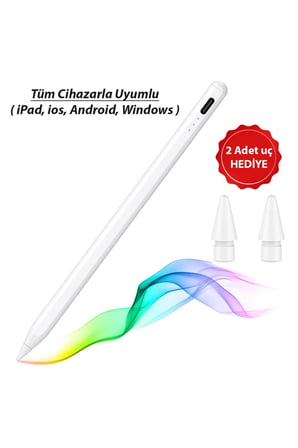 Universal Dokunmatik Çizim Kalemi – iPad iOS Android Windows Uyumlu Şarjlı Stylus Kalem + 2 Yedek Uç