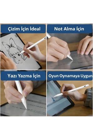Universal Dokunmatik Çizim Kalemi – iPad iOS Android Windows Uyumlu Şarjlı Stylus Kalem + 2 Yedek Uç