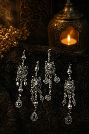 Akıllı1alışveriş Kurt Başlı Tesbih Püskülü Alpaka Metal Gümüş Renk Özel Tasarım