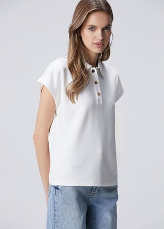 Polo Yaka Çıtçıtlı Kısa Kol Sweatshirt