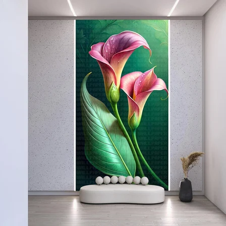 Pembe zambaklar kuşlar poster duvar kağıdı