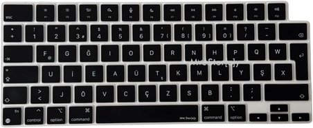 MacBook Klavye Koruyucu Türkçe F Yeni Düzen Uyumlu Air 13.6–15.3 M2 M3 M4 ve Pro 14.2–16.2 M1–M5 Silikon Klavye Kılıfı İnce Yıkanabilir Kaplama Siyah