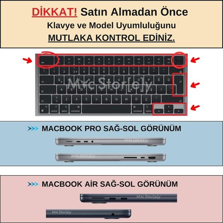 MacBook Klavye Koruyucu Türkçe F Yeni Düzen Uyumlu Air 13.6–15.3 M2 M3 M4 ve Pro 14.2–16.2 M1–M5 Silikon Klavye Kılıfı İnce Yıkanabilir Kaplama Siyah