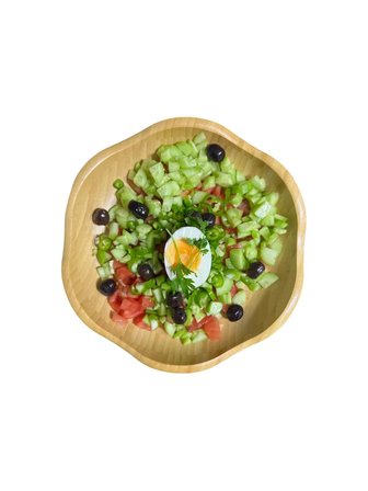 Dekoratif Bambu Servis Tabak, Servis Tabağı, Salata Tabağı, Çap 20 cm