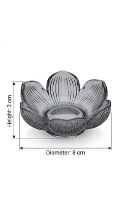 6'lı Füme Cam Çiçek Formlu Lokumluk & Sosluk / Reçellik Seti (8x3 cm)