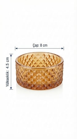 6'lı Amber Cam Elmas Kesim Çerezlik & Sosluk Lokumluk / Reçellik Seti (8x4.5 cm)
